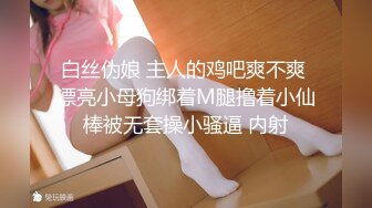 白丝伪娘 主人的鸡吧爽不爽 漂亮小母狗绑着M腿撸着小仙棒被无套操小骚逼 内射