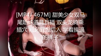 [MP4/ 467M] 甜美少女双马尾姐妹道具互插 双头龙骑乘插穴 翘起屁股后入 学着操逼的样子