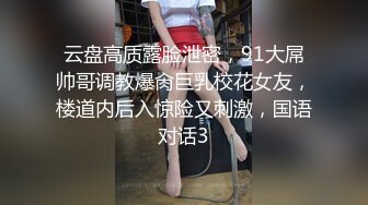 云盘高质露脸泄密，91大屌帅哥调教爆肏巨乳校花女友，楼道内后入惊险又刺激，国语对话3